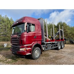 Ciężarówka do przewozu drewna Scania SR500 + przyczepa leśna